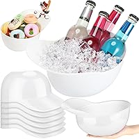 Vista 12 de Tanlade Casco de béisbol de plástico grande de 72 onzas, cuencos de béisbol, cuencos para aperitivos, helado, postre para trabajadores de Rojo