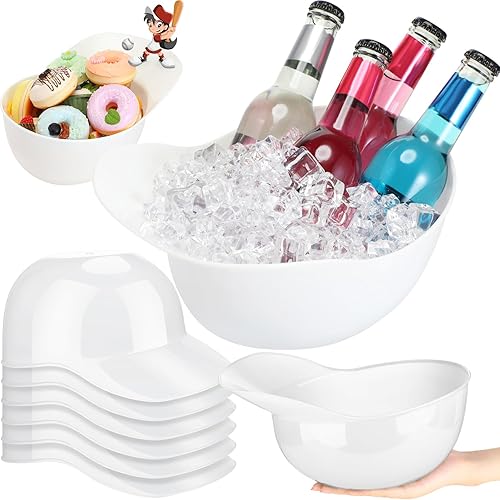 Miniatura 12 de Tanlade Casco de béisbol de plástico grande de 72 onzas, cuencos de béisbol, cuencos para aperitivos, helado, postre para trabajadores de Rojo