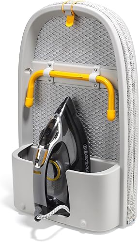 Vista 9 de Joseph Joseph Pocket Plus - Tabla de planchar compacta plegable para ahorrar espacio con soporte para plancha y montaje en pared, Azul/Negro