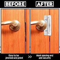 Vista 4 de Landhoow 4 piezas de 3 x 7 pulgadas, cubierta de placa de seguridad de acero inoxidable para puerta de seguridad, contra entrada forzada, fácil