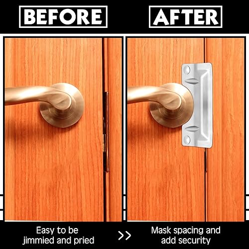 Miniatura 4 de 4 piezas de 3 x 7 pulgadas, cubierta de placa de seguridad de acero inoxidable, placa de seguridad para puerta, protección contra entrada forzada,