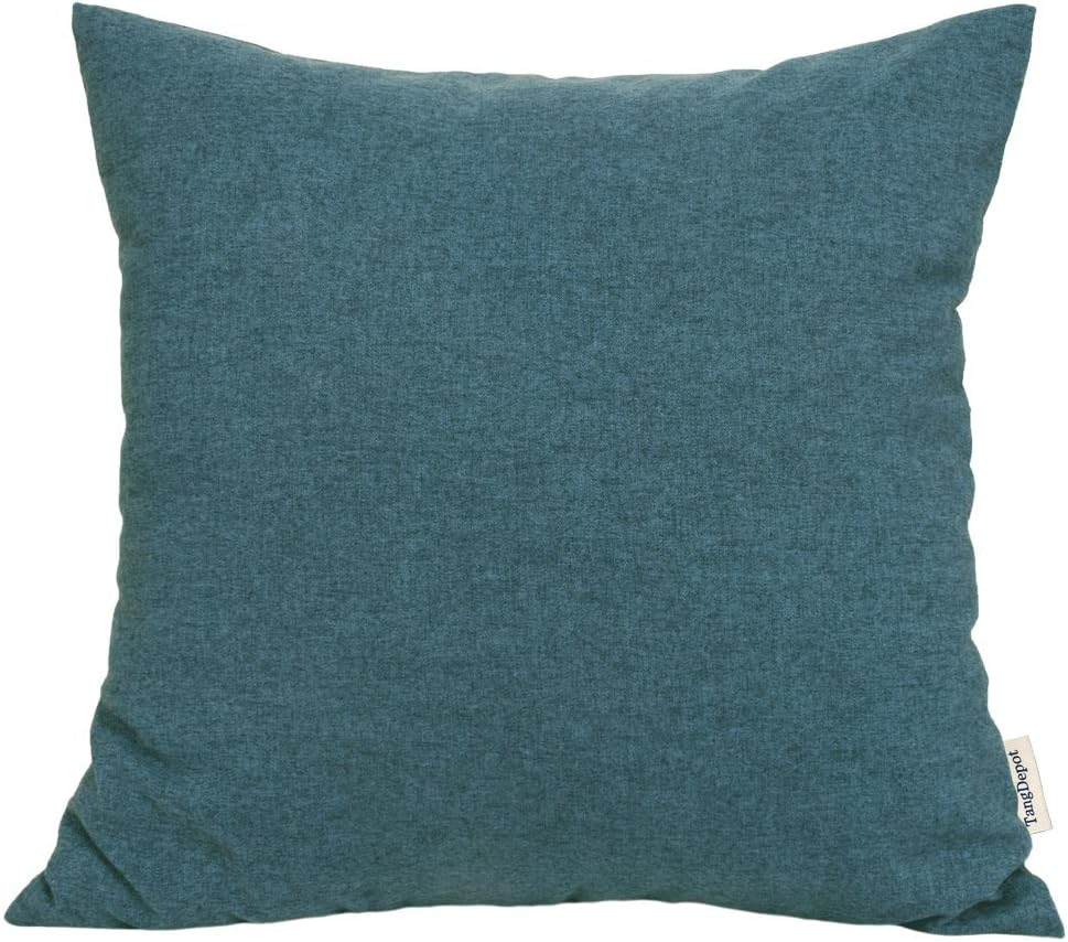 TangDepot Solid Wool-Like Throw Pillow Cover/Euro Sham/Cushion Sham, Super Luxury Soft Pillow Cases - Handmade - Many Colors & Sizes Avaliable - (12"x12", Blue) image 3