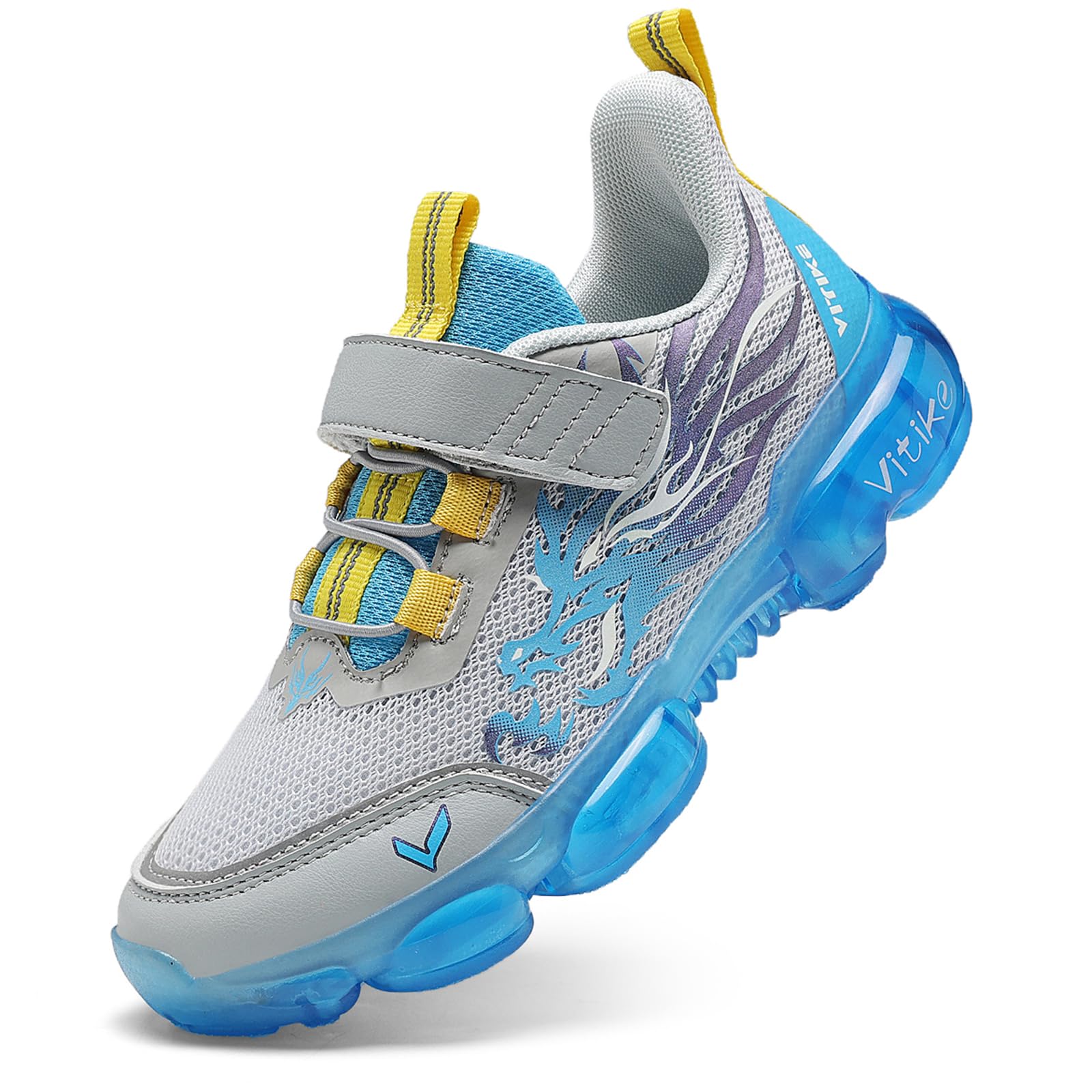 JMFCHI Kids Breathable Sneakers – Boys Girls Tennis Running Shoes, Hook & Loop Closure