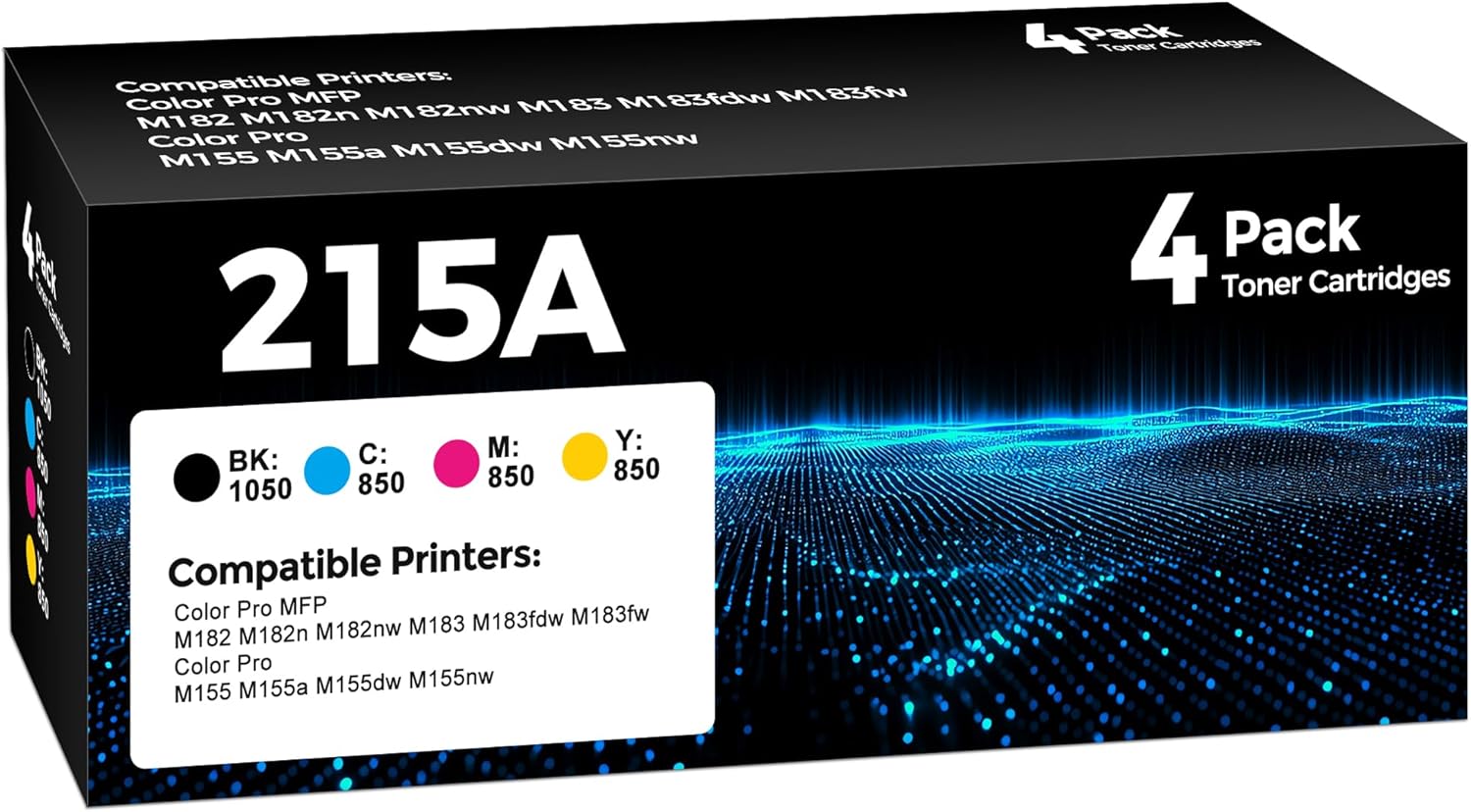 215A Toner Cartridges 4 Pack (with Chip) Compatible for HP 215A Replacement for Color LaserJet Pro MFP M182nw M183fdw M183fw M155dw M155nw Printer (Black/Cyan/Magenta/Yellow)