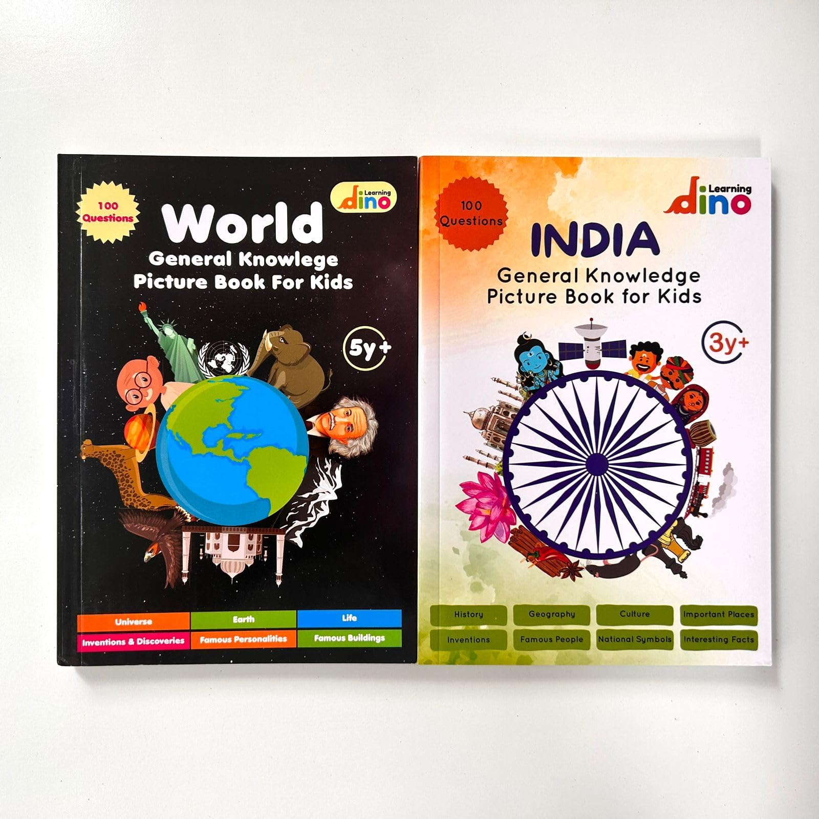 General Knowledge about "World + India" Combo Pack | 2 Picture Books for Kids | Ideal For Ages 4 - 10 Years || By Learning Dino