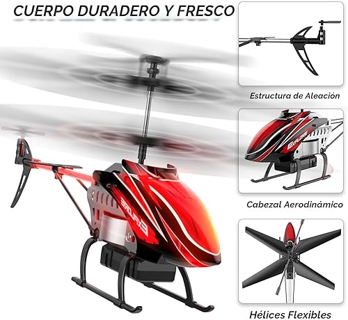 Miniatura 8 de Helicóptero RC, helicóptero de control remoto para niños con 30 minutos de vuelo (2 baterías), modos de luz LED 7+1, sujeción de altitud, juguetes