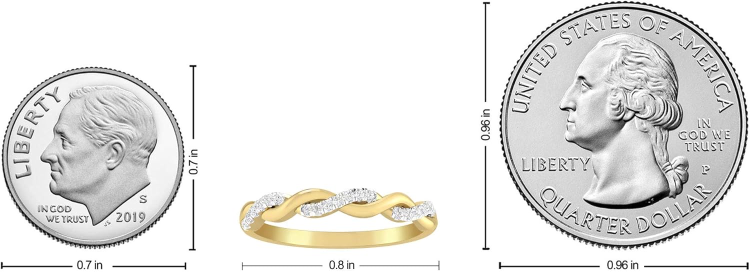 Inspereza Solid 14k Real Gold Minimalist Infinity Reef Knot Thin Stackable Diamond Ring | 1/10 Ct TW Real Diamond Engagement Anniversary Wedding Band for Women | Simple Gold Stacking Rings (Size 4-9) - Image 7