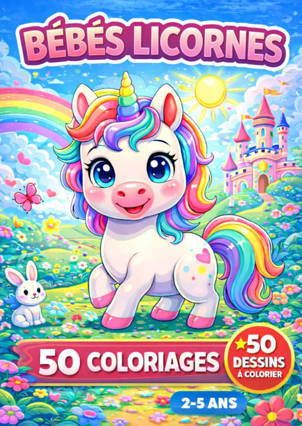Bébés licornes: Livre de coloriage bébés licornes pour enfants – 50 coloriages pour les enfants de 2 à 5 ans (JemColorier)