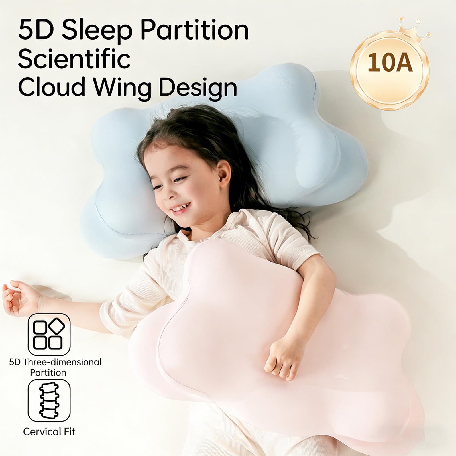 PANGBOER Memory Foams - Cuscino cervicale per bambini, con copertura rinfrescante, per chi dorme sul lato posteriore e sullo stomaco, cuscino a nuvola per bambini