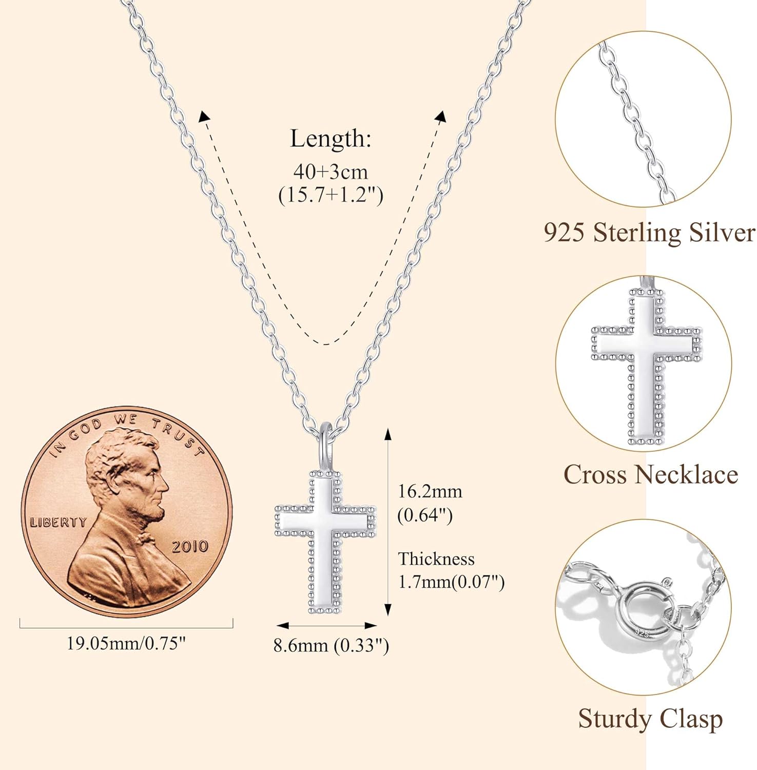925 Sterling Silver Small Cross Necklace for Girls - Mini Faith Cross Chain Necklaces for Kids Small Dainty Pendant Jewelry Gifts for Teenager, Easter First Communion Baptism Birthday - Image 5