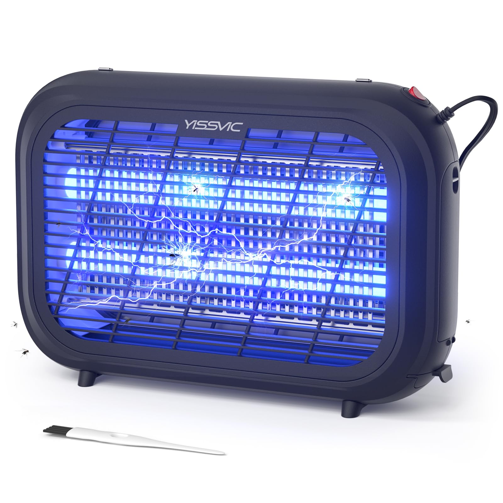 YISSVIC Lampada Antizanzare 20W UV Zanzariera Elettrica con Griglia Elettrica a Doppia Faccia,Cassetto Estraibile, Manico in Pelle PU, Sicuro per Uomini e Animali, Uso Interno, Cavo 1.8m
