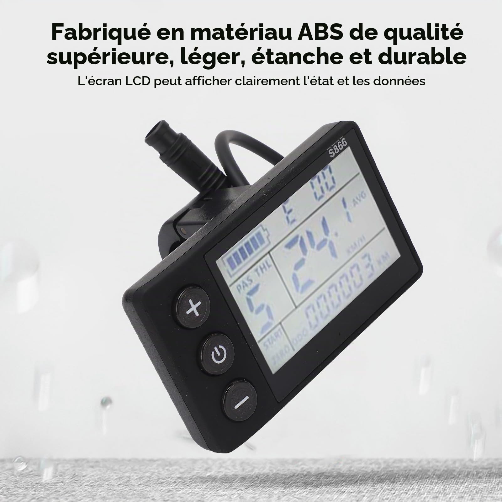 BuyWeek Panneau d'Affichage LCD pour Vélo électrique, Ordinateur de Vélo électrique Connecteur étanche 6P Compteur de Vitesse Affichage LCD