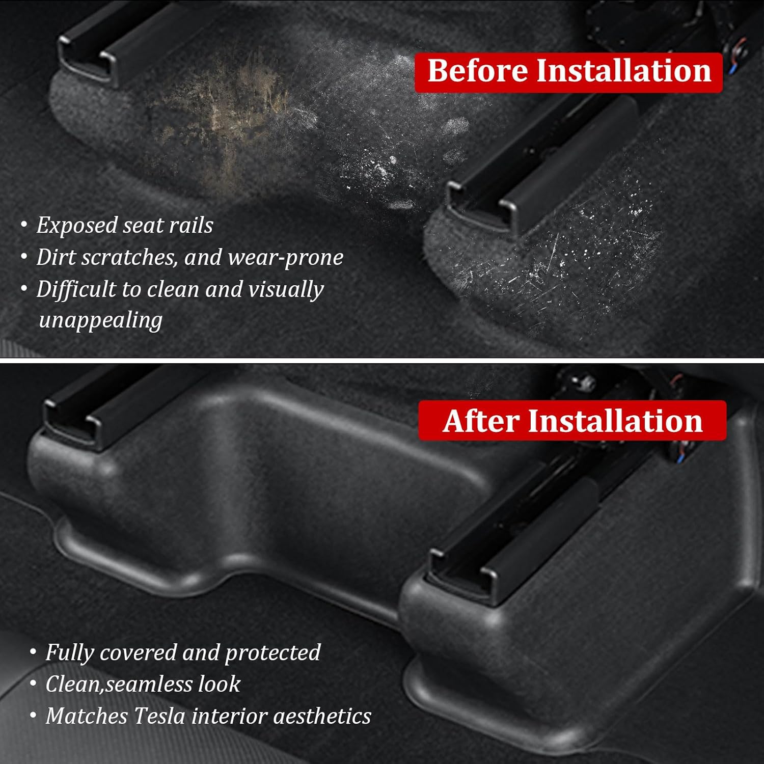 Front Seat Guide Rail Protector Under Seat Floor Mats for Tesla Model Y Juniper, 9PCS TPE Track Rail Trim Cover Underlay Protector Guards for Model Y Juniper Interior Accessories 2026