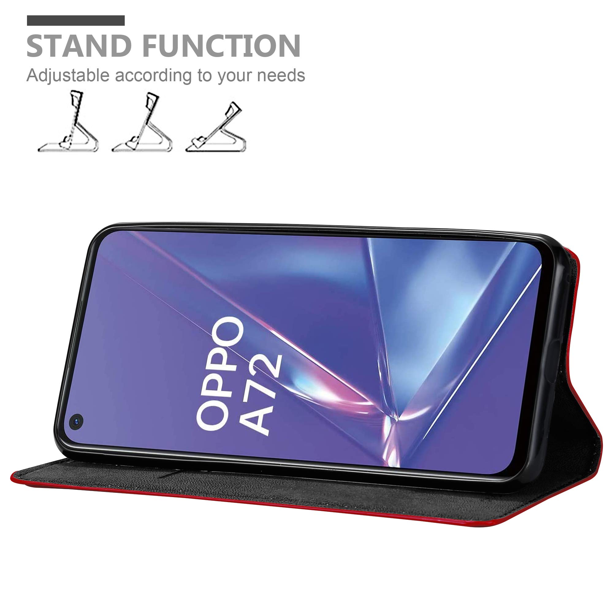 Cadorabo Custodia A Libro Per Oppo A52 - Portafoglio In Pelle Rossa Mela, Con Slot Carte, Supporto E Chiusura Magnetica