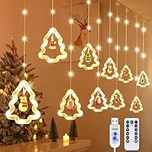 Curtain Christmas Lights, Star String Lights 100 LEDs with 8 Flashing Modes, Decorative 3M String Lights for Christmas Tree for Balcony, Window, Showcase