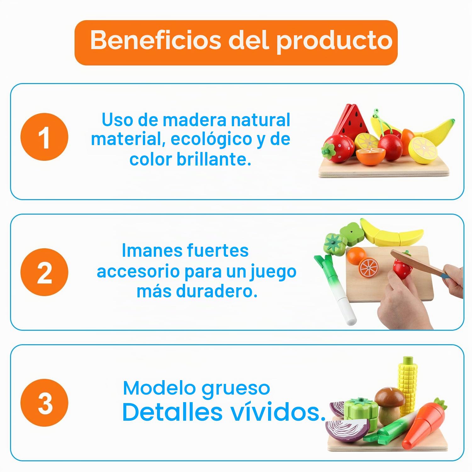Jacootoys Juguetes de Corte de Madera Magnéticos Frutas y Verduras Juego de Alimentos con Delantal y Gorro de Cocinero para Niños Niñas