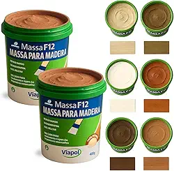 KIT 2 Massa F12 De Calafetar E Correção Madeira 400g - Cores (MOGNO)