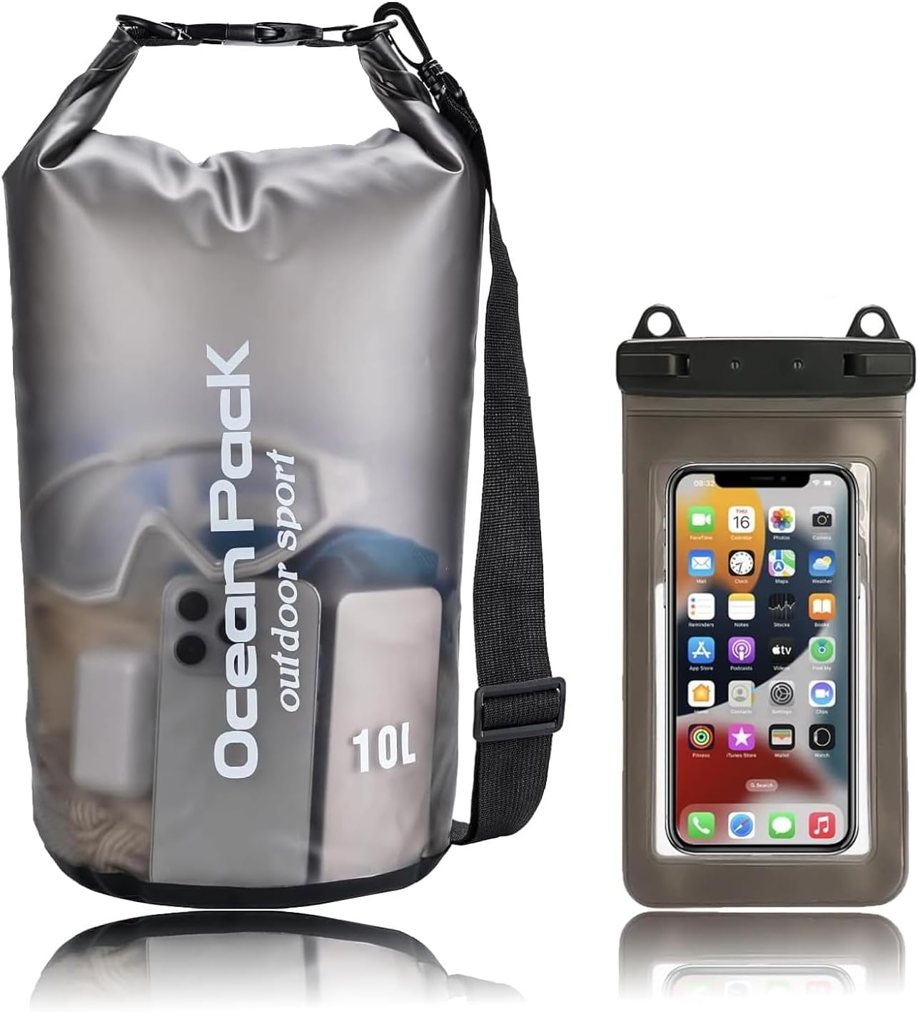 Waterproof Bag, Sack with Phone Dry Bag and Long Adjustable Shoulder Strap Included, for Outdoor Activities and Water Sports, Camping, Boating, Kayaking, Fishing(10L) Waterproof Bag, Sack with Phone Dry Bag and Long Adjustable Shoulder Strap Included, for Outdoor Activities and Water Sports, Camping, Boating, Kayaking, Fishing(10L)