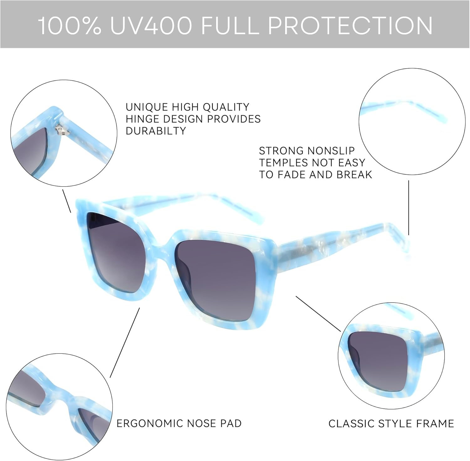 ZENOTTIC Polarized Sunglasses for Womens Square: Trendy Classic Sun Glasses for Ladies - Designer Shades UV400 Protection - Image 4