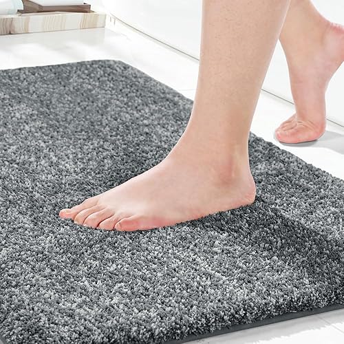 Yimobra Alfombras de baño, extra suaves y cómodas, antideslizantes, absorbentes de agua y gruesas, lavables a máquina, alfombras peludas para ducha