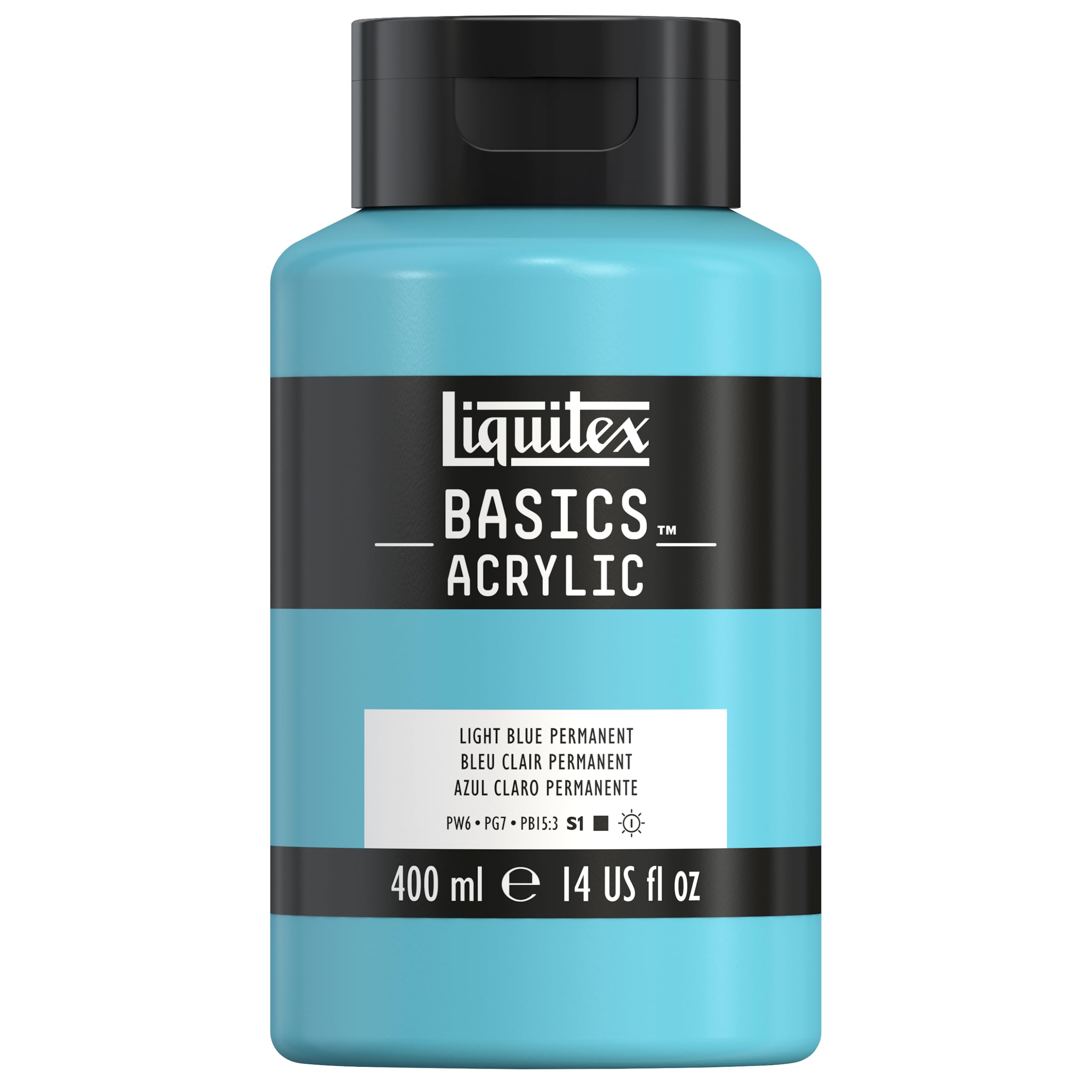 Liquitex Basics Acrylic Paint Light Blue Permanent 400ml (13.5 oz) | Artist Grade Paint for Canvas & Wood - main product image