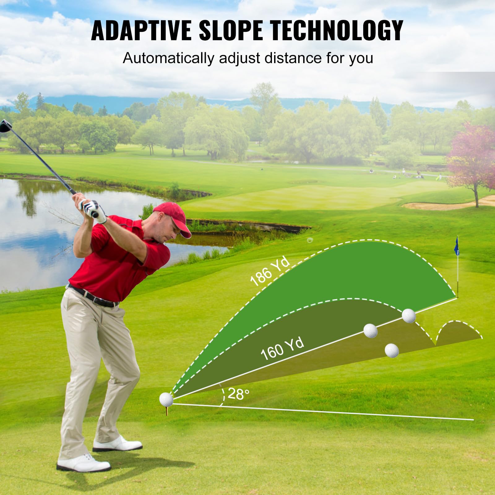 VEVOR Télémètre Chasse/Golf 819 mètres Télémètre Laser Précision ±1 m Grossissement 6X Viseur 22 mm avec Support Magnétique Compensation de Pente Verrouillage du Drapeau Équipement pour Golf Golfeur