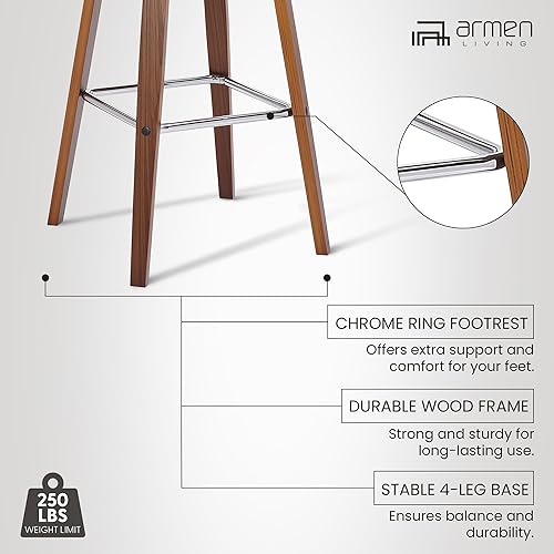 Miniatura 13 de Armen Living Tyler 26" Counter Height Swivel Cream Faux Leather and Walnut Wood Bar Stool crema/nogal,Gris / Negro,Marrón Vintage/Natural,Verde