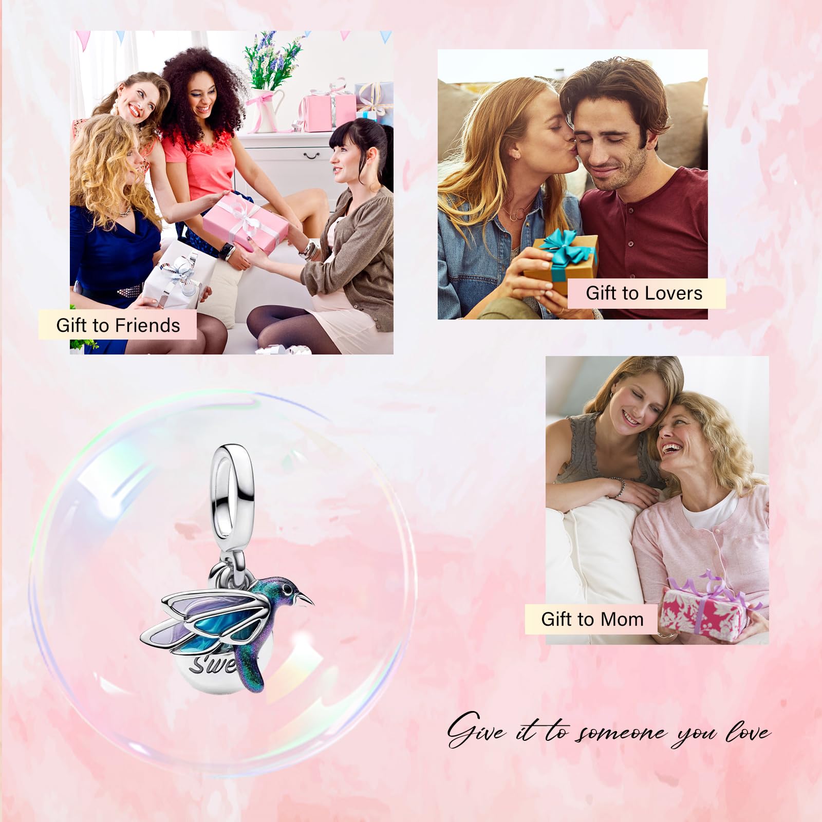 Oiseaux Volants Multicolores Charms pour Bracelets et Colliers, Argent Sterling Charme Saint Valentin Noël Anniversaire Bijoux Cadeaux pour Femme Fille Maman Épouse Amis