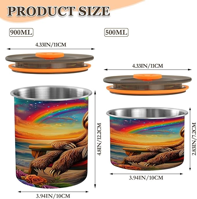 Almacenador de Alimentos ALAZA Sloth Beach Rose Flower 17 oz Acero Inoxidable miniatura 3