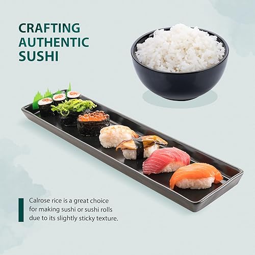 Miniatura 8 de Soeos Arroz de sushi, grano medio, arroz blanco pegajoso para rollos de sushi y comida japonesa, arroz calrose, 2 libras (32 onzas)