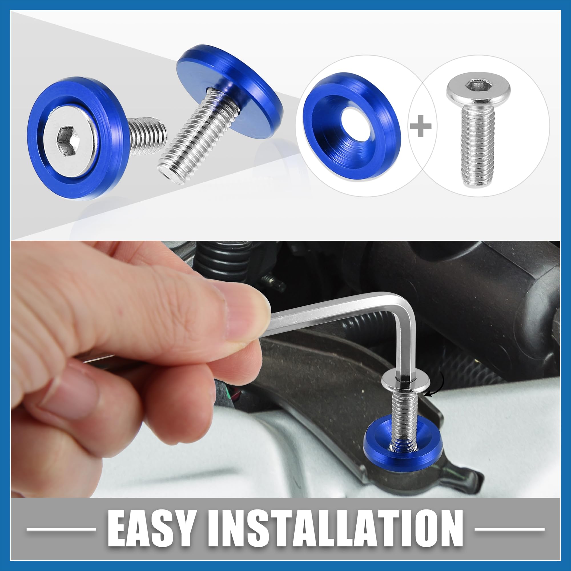 A ABSOPRO Auto Paraurti Paraurti Rondella Bullone Motore Bay Vestito Su Kit Blu Sostituzione dell'articolo