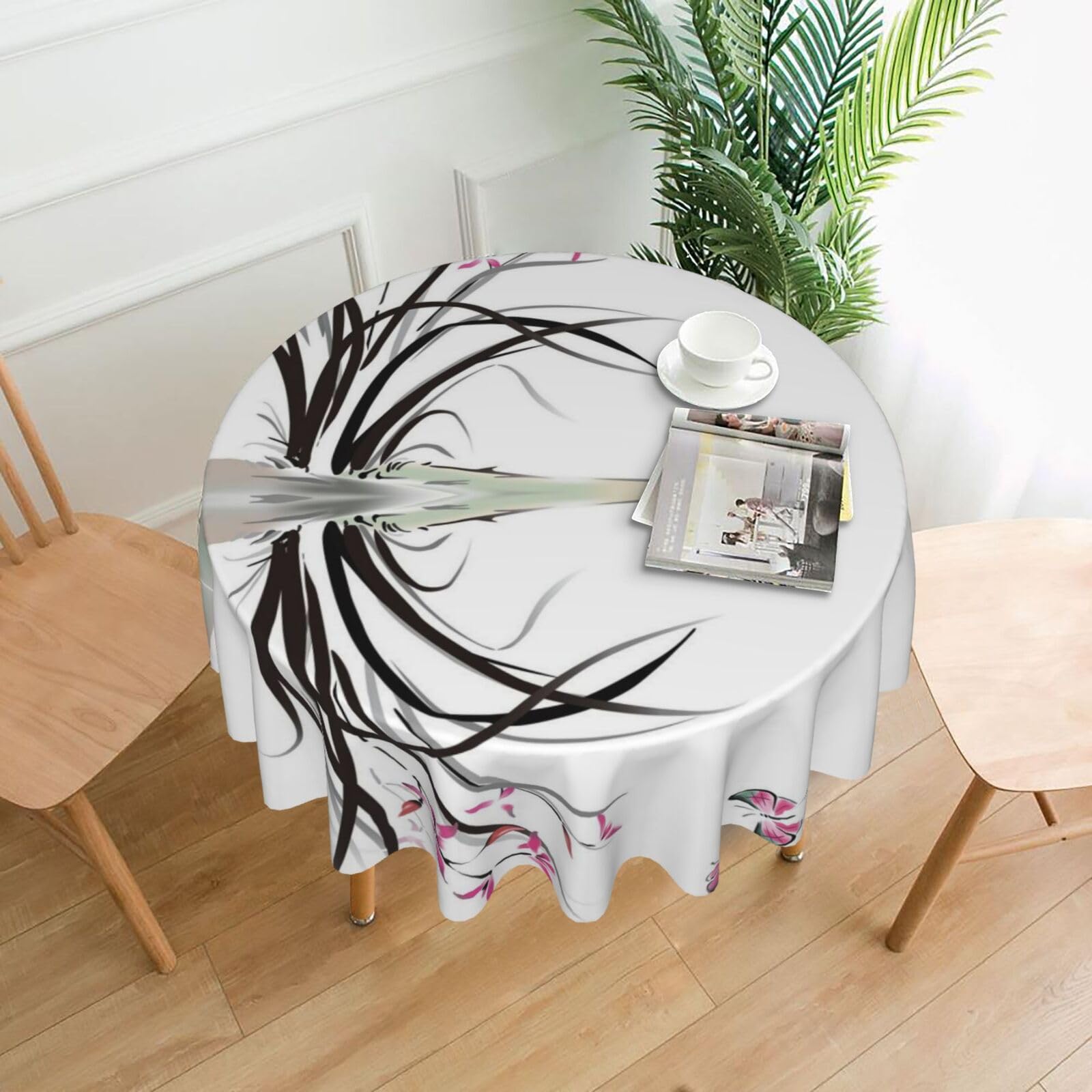 Nappe ronde lavable et durable en polyester anti-pli design papillon