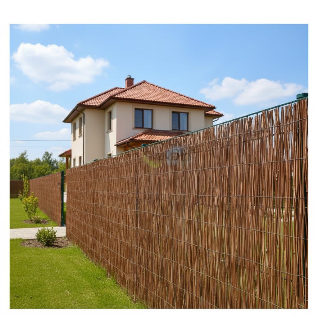 Suinga Malla de Sombreo Mimbre Helecho 1,5 x 5 metros | Cerramiento de Jardin 75% Ocultación | Valla Decorativa asiática