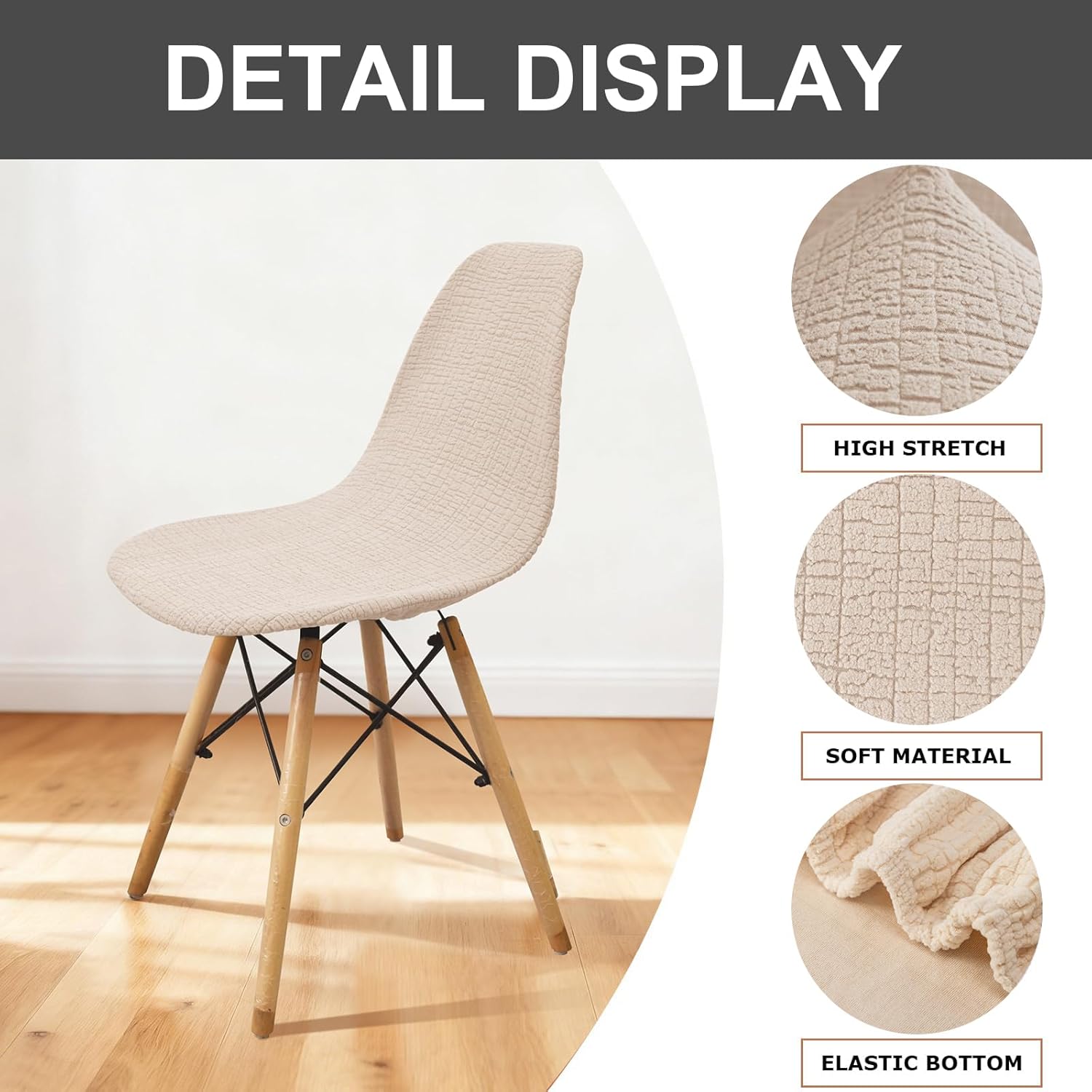 Eco-Ancheng Shell Chair Covers Mid Century Modern Dining Chair Covers Jacquard Lounge Armless Chair Cover Washable Chair Protector Stretch Slipcovers for Kitchen,Dining Room and Living Room,Set of 4