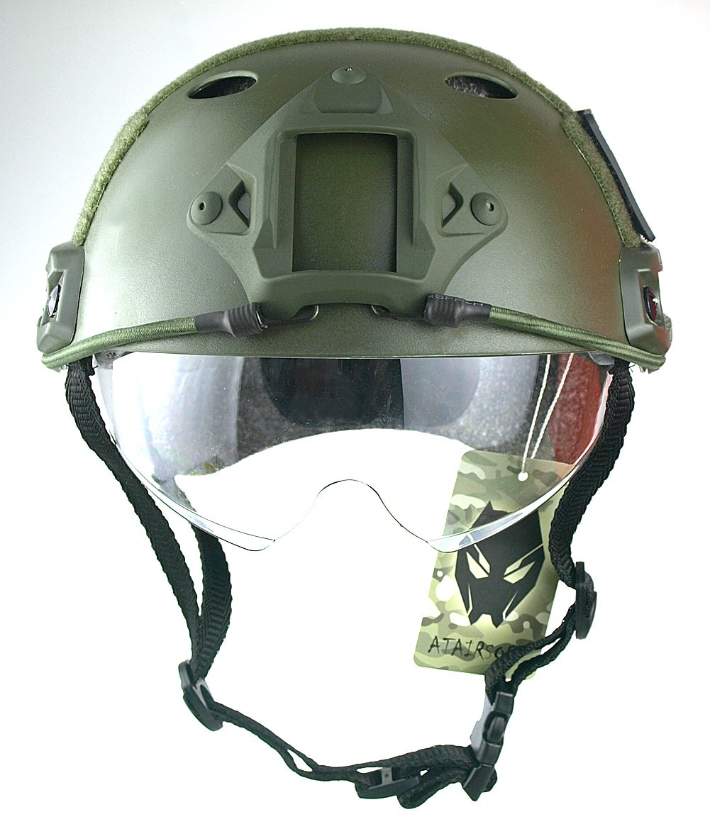 Casque Rapide Militaire SWAT avec Lunettes de Protection OD Vert pour CQB Airsoft