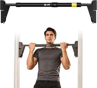Cult Adjustable Pull-Up Bar for Home for Kids and Adults 300 kg Weight Capacity Heavy-Duty Steel Wall Mounted & Doorway Bar Anti-Skid Grip Multi-Grip Pull-Up Bar for Home Workout No-Drill Installation for Pull Ups, Chin Ups & Core Training Size - 76 -110 cm