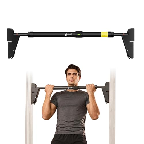 Cult Adjustable Pull-Up Bar for Doorway | Heavy-Duty Steel | Multi-Grip Home Gym Bar for Pull Ups, Chin Ups & Core Workout | Size - 76-110cm