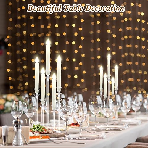 Miniatura 7 de Layhit Juego de 4 candelabros acrílicos para candelabros de 5 brazos, centro de mesa de boda, centro de mesa de 18.1 pulgadas de alto, acrílico