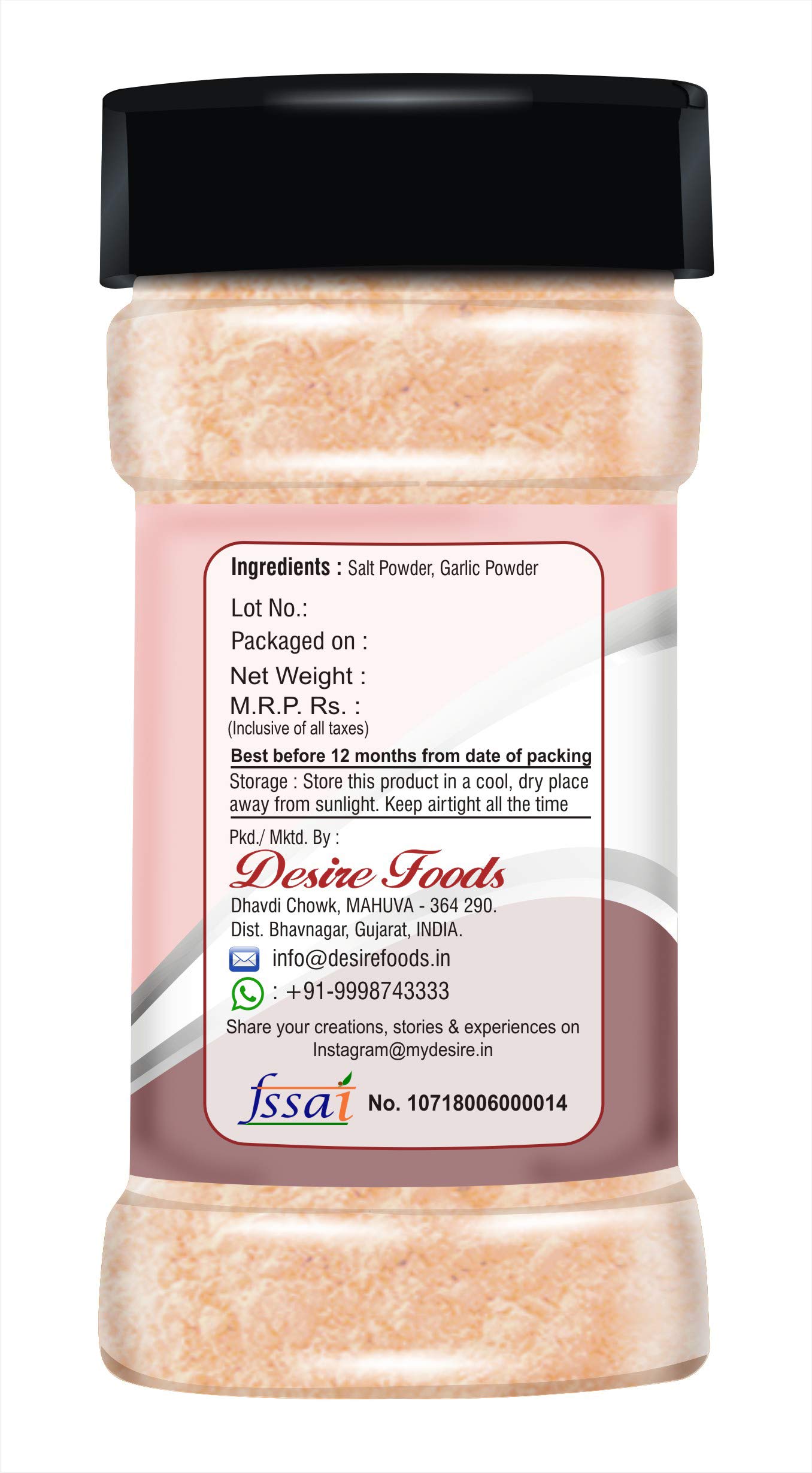 Desire Garlic Salt 200 Gram In Jar - Image 3 thumbnail