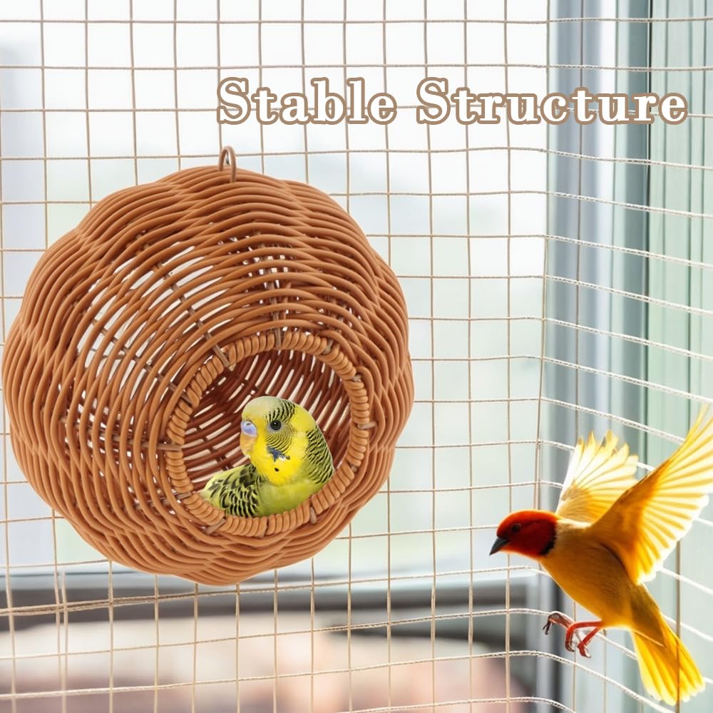 VTurboWay Rattan Vogelnest Kaufest Nest Haus Papagei Eier Lege- und Brutnest für Vogel Papagei Nymphensittich Wellensittich Finken Kanarienvogel (Doppeleingang)