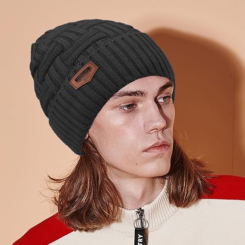 Miniatura 7 de Loritta 2 Pack Winter Beanie Hat Set Warm Knitted Slouchy Thick Baggy Beanie Skull Cap for Men Women Gifts