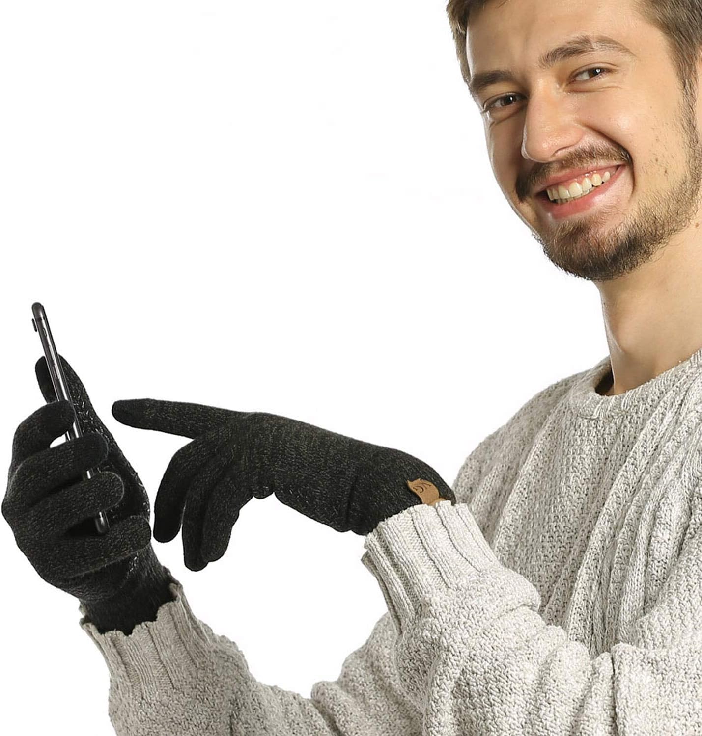 ViGrace Winter Touchscreen Gloves for Men Women Warm Anti-Slip Touch Screen Lined Knit Glove