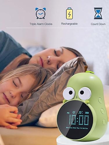 Miniatura 2 de Reloj despertador para niños bonito diseño de pera, repetición, triple alarma, 5 tonos de llamada, reloj despertador digital premium para
