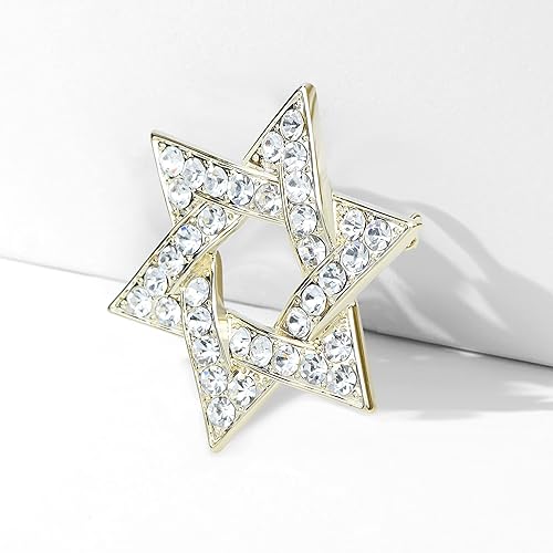 Miniatura 5 de VVCome Broche de estrella de David con diamantes de imitación y estrella de David, broche de solapa espiritual