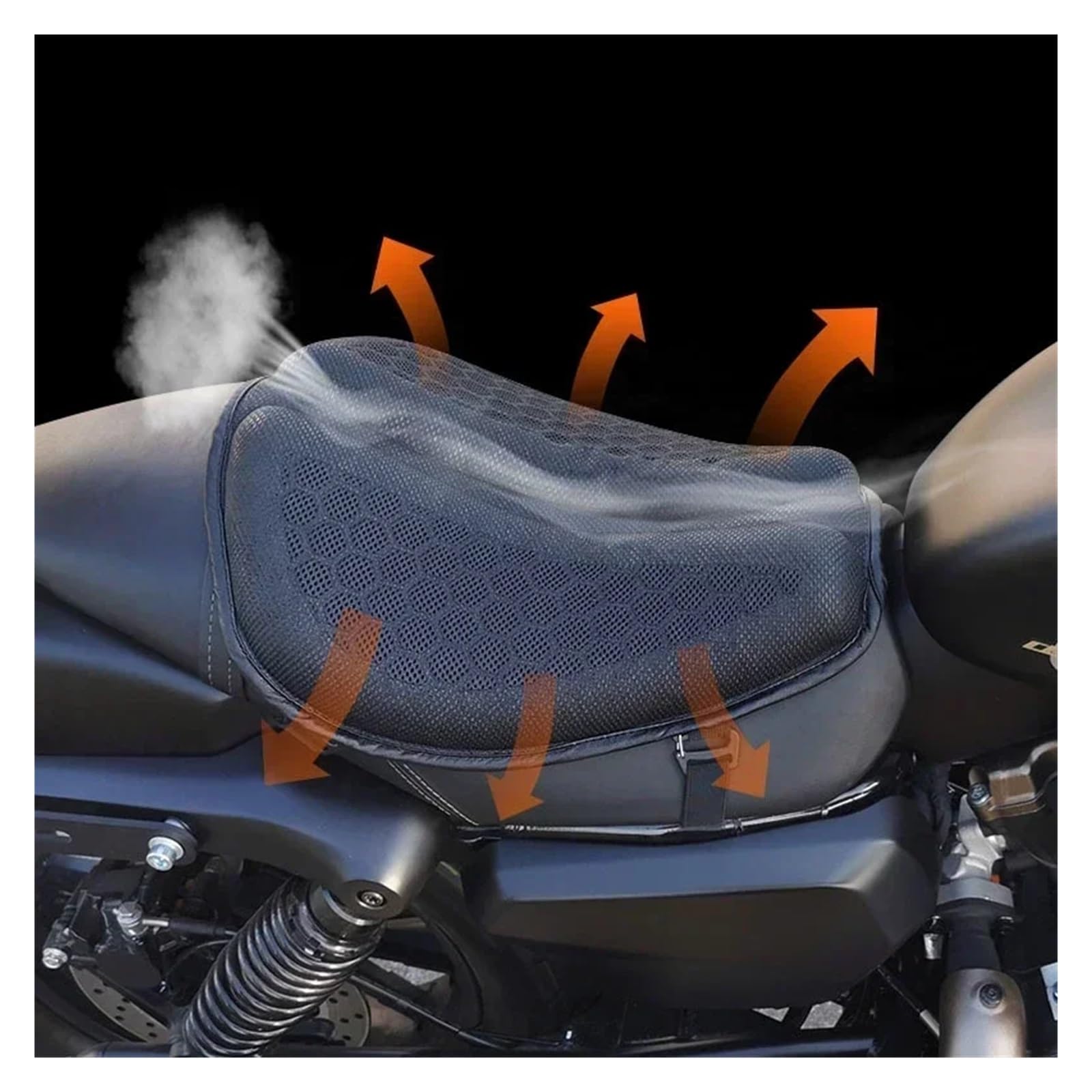 Funda para Asiento Gel Plegable para Motocicleta, Cojín para Asiento, Estructura De Panal 3D, Transpirable para(Large)