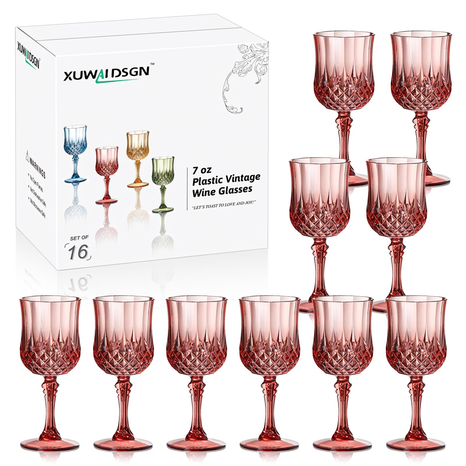 Vintage Wine Glasses - 24 Pack, Durable & Affordable -13