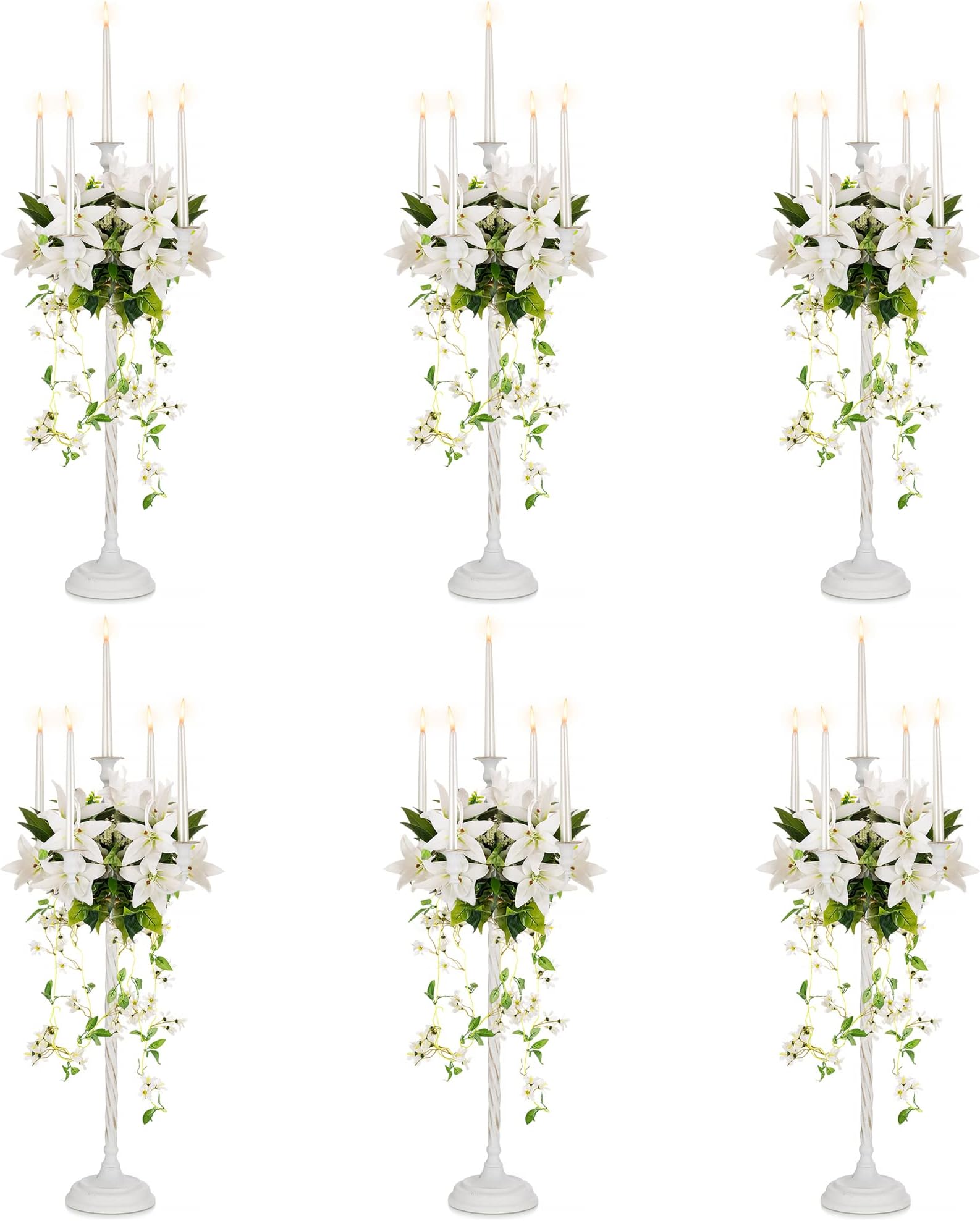 Sziqiqi White Candelabra Centerpieces for Wedding 28in - Tall Candelabra Candle Holder for Wedding Gold Candlestick Holders for Table Centepiece Party Banquet Event