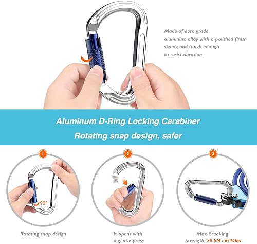 Miniatura 3 de Kit de escalada de árbol de núcleo de acero de 12 x 8 pies, línea de mosca para trepar árboles, equipo de árbol de escalada, arbolista, arnés de