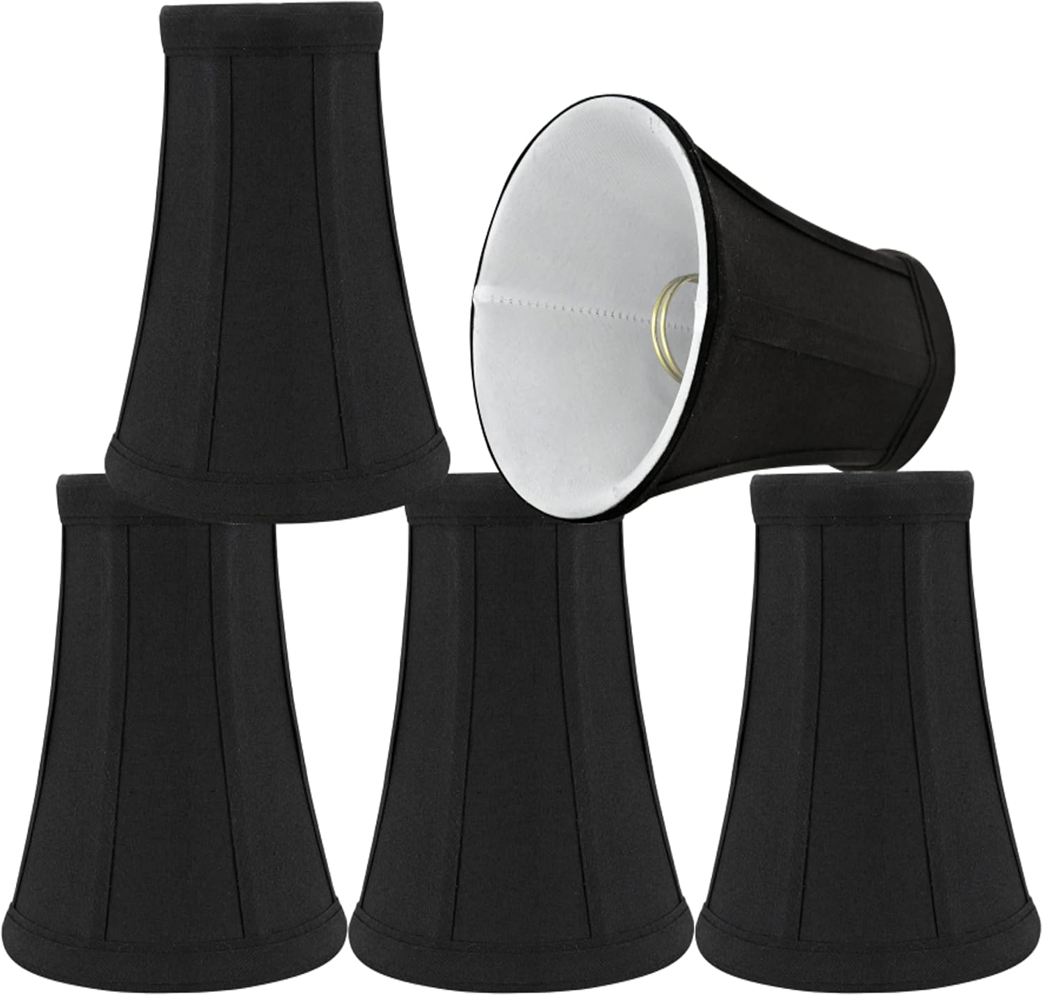 Aspen Creative 30244-5A, Bell Clip-On Chandelier Lamp Shade, Black, 2-1/2" Top x 4" Bottom x 5" Slant Height, Set of 5