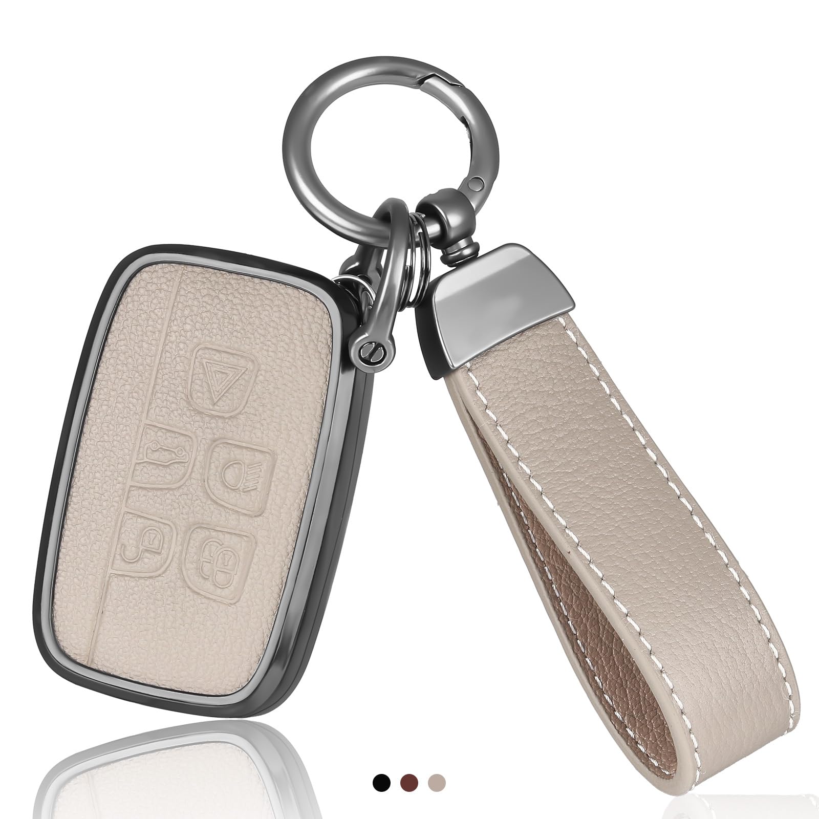 étui Cuir Clé Land Rover Coque Cuir Clé Land Rover Jaguar - Protection 5 Boutons - Discovery Evoque F-Pace - Noir Coque 5 Boutons Jaguar